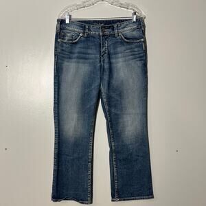 Silver Jeans Womens Blue Denim Tina Suki Capri Distressed Y2K Jeans Womens‎ 30
